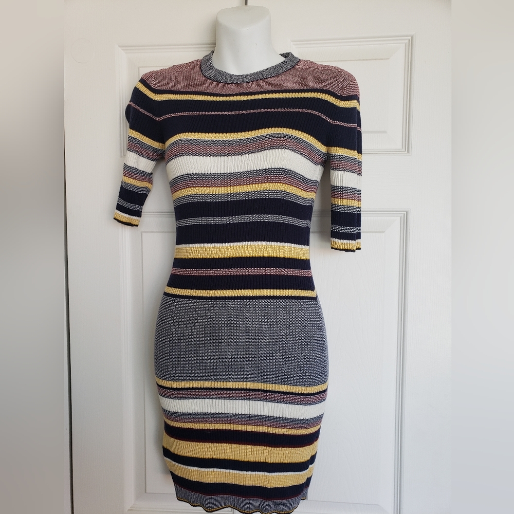 Cute Rib Knit Tunic Top / Dress, Twiggy 1960s Style Stripes
